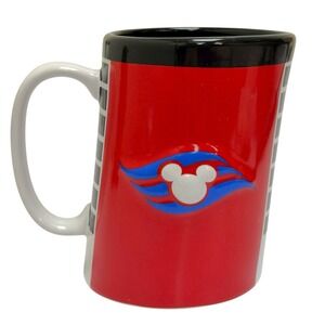 Disney Cruise Line DLC Slanted Smokestack Ceramic Mug Raised Mickey Mouse Emblem